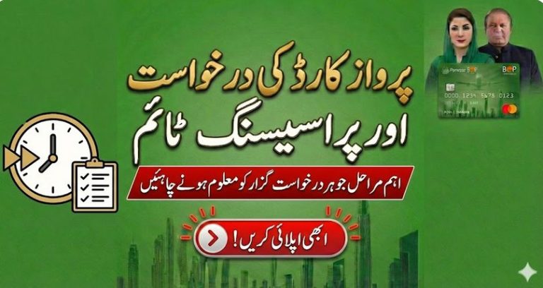 Parwaz Card application processing and verification time after submission in Pakistan